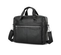 FANDARE Men's Briefcase Mens Leather Laptop Tote Handbag fit 14 inch Notebook Business Professional Shoulder Messenger Document Bag for Work Travel College Commuting Waterproof Bag Black