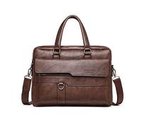 FANDARE Men's Briefcase Messenger Bag PU Leather Handbag Tote Fit 12.9 Inch Laptop Shoulder Bag for Work Professional Satchel Business Office College Travel Crossbody Dark Brown