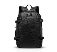 FANDARE Men's Casual Backpack Travel Daypacks for 14 inch Laptop Bag Business Daypacks Travel Slim Laptops Backpack Waterproof College School Computer Bag Bookbag PU Black