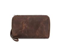 FANDARE Men's Clutch Bag Crazy Horse Leather RFID Blocking Wristlet Wallet Vintage Retro Casual Style Purse for Business/Travel/Daily Use for Men (Coffee)