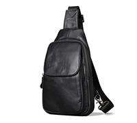 FANDARE Men's Genuine Leather Cross Body Bag Chest Bag for Daily Use Compact Crossbody Bag for Men Travel Work Commuting and Outdoor Activities Black B