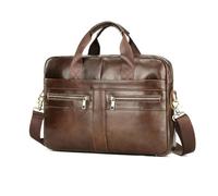 FANDARE Mens Leather Briefcase for 15.6 Inch Laptop, Cross-Body Messenger Business Bag with Dedicated Laptop Compartment & Multiple Pockets, Professional Computer Bag for Work & Travel Brown
