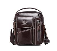 FANDARE Men's Shoulder Bags Leather Business Handbags Messenger Crossbody Satchel Sling Waterproof Travel Bag Daily Man Small Side Bag with Adjustable Shoulder Strap fit 7.9 inch tablet Dark Brown