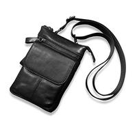 FANDARE Men's Small Crossbody Bag Shoulder Bag Waist Bag, Leather Messenger Bag for Phone, Climbing, Jogging, Hiking, Travel, Black A, L, Casual,Simple