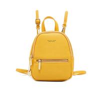 FANDARE Mini Backpack Women's Fashion Backpacks Small Crossbody Bags Travel Shoulder Bags Handbag Girls School Daypacks Waterproof PU Leather Yellow