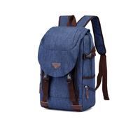 FANDARE Multi Pocket Rucksack with Headphone Hole Unisex Dark blue | backpack for men women, large capacity casual daypack for travel work school, polyester flap backpack with buckle closure