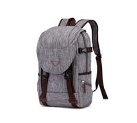 FANDARE Multi Pocket Rucksack with Headphone Hole Unisex Gray | backpack for men women, large capacity casual daypack for travel work school, polyester flap backpack with buckle closure