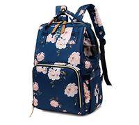 FANDARE Nappy Backpacks Baby Changing Bag Fashion Diaper Bag with USB Charging Port Earphone Jack Travel Daypack Large Multi-Function Rucksack for Mom Durable Nylon Blue
