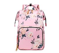 FANDARE Nappy Backpacks Baby Changing Bag Fashion Diaper Bag with USB Charging Port Earphone Jack Travel Daypack Large Multi-Function Rucksack for Mom Durable Nylon Pink