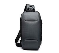 FANDARE New Men Sling Bag Anti-Theft Crossbody Bag Chest Pack with Password Lock,USB, Reflective Stripe Shoulder Bag for Cycling Camping Riding Hiking Waterproof Polyester Gray