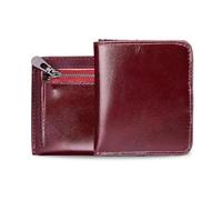 FANDARE New Minimalist Wallet Unisex Leather Wallets Mens Women Purse Zipper Coin Pocket Bifold Purse Cardholder with 6 Credit Card Holder Slim Purse for Daily Use, Travel, Business Work Red
