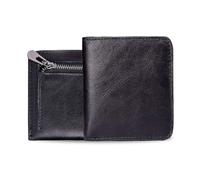 FANDARE New Minimalist Wallet Unisex Leather Wallets Mens Women Purse Zipper Coin Pocket Bifold Purse Cardholder with 6 Credit Card Holder Slim Purse for Daily Use, Travel, Business Work Brown