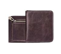FANDARE New Minimalist Wallet Unisex Leather Wallets Mens Women Purse Zipper Coin Pocket Bifold Purse Cardholder with 6 Credit Card Holder Slim Purse for Daily Use, Travel, Business Work Black