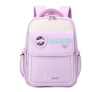 FANDARE New Primary School Bag Color Stitching Children Backpacks Simple British Modern Toddler Backpack Girls Boys Elementary Kids Student Backpack with Reflective Strips Casual Daypack Light Purple