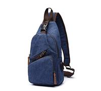 FANDARE New Sling Bag Men Chest Pack with USB Crossbody Bag One Strap Backpack Messenger Bag for Travel Cycling Camping Hiking Waterproof Canvas Dark Blue