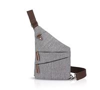FANDARE New Sling Bag Shoulder Crossbody Bag Sport Party Travel Portable Shoulder Bag Anti-Theft Men Waterproof Polyester, Grey, L, Leisure Backpack