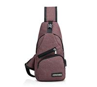 FANDARE New Sling Bag Unisex Chest Pack for Men/Women Crossbody Bag with USB, Earphone Hole One Strap Backpack for Travel Cycling Camping Hiking Waterproof Polyester Brown