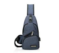FANDARE New Sling Bag Unisex Chest Pack for Men/Women Crossbody Bag with USB, Earphone Hole One Strap Backpack for Travel Cycling Camping Hiking Waterproof Polyester Blue