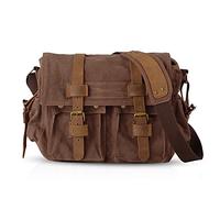 FANDARE New Vintage Messenger Bag Satchel College Bag Schoolbag Bookbag Casual Travel Shoulder Bag Commute Work Bag 14 inch Laptop Briefcase Multipurpose Men/Women Canvas Brown