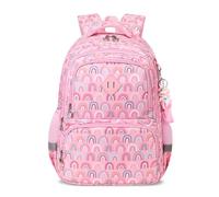 FANDARE Rainbow Children Backpack Kids Backpacks for Primary School Kids Student Backpack Bookbags for Boys Girls Backpack School Bag with Reflective Strips Casual Daypack Pink