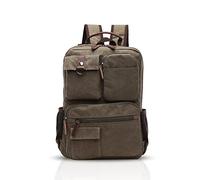 FANDARE Retro Backpack Men Business Student Commuter Outdoor Travel Multi-Pocket Daypack Breathable Canvas ArmyGreen