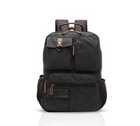 FANDARE Retro Backpack Men Business Student Commuter Outdoor Travel Multi-Pocket Daypack Breathable Canvas Black