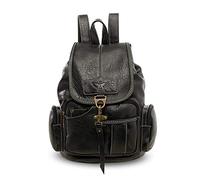 FANDARE Retro Backpacks Unisex College Bag Casual Daypack High School Bag Teens Girl Boy Waterproof Knapsack for Outdoor Travel Rucksack Bookbag Women Men Durable PU Black