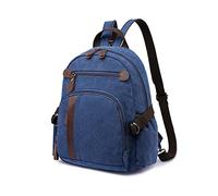FANDARE Retro Canvas Backpack Women School Bag Men College Daypacks for Outdoor Hiking Work Travel Party Hiking Camping Bookbag Blue