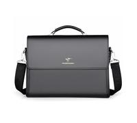 FANDARE Retro Men's Business Briefcase, Large Capacity Multi - Pocket PU Leather Laptop Bag, Crossbody Messenger Bag for Office Travel Work, for Working Professionals & Businessmen Black