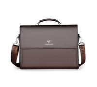 FANDARE Retro Men's Business Briefcase, Large Capacity Multi - Pocket PU Leather Laptop Bag, Crossbody Messenger Bag for Office Travel Work, for Working Professionals & Businessmen Brown