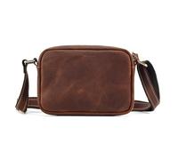 FANDARE Retro Men's Shoulder Bags Genuine Leather Women Small Bags Crossbody Bag Messenger Bags Cover Pack Work Professional Business Office College Travel Satchel Bag Brown