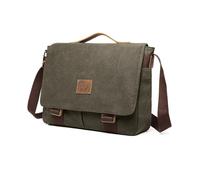 FANDARE Retro Men's Shoulder Briefcase for Men Messenger Bag Cotton Canvas 12.9 inch Tablet Bag Work Document Bag for Work Professional Business Travel Daily College Use Satchel Bag Military Green