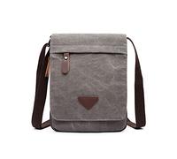 FANDARE Retro Shoulder Bag Canvas Crossbody Bag Men Women Messenger Satchel Bag Passport Holder Bag for School College Campus Commute Outdoor Business Travel Small Daypacks Gray