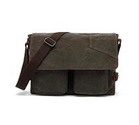 FANDARE Retro Shoulder Bag Men Canvas Leather Crossbody Bag fit 15.6 inch Laptop Messenger Shoulder Bags Briefcases Cover Pack for Women Work Professional Business OfficeTravel Satchel BagArmy Green