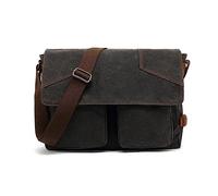 FANDARE Retro Shoulder Bag Men Canvas Leather Crossbody Bag fit 15.6 inch Laptop Messenger Shoulder Bags Briefcases Cover Pack for Women Work Professional Business OfficeTravel Satchel Bag Black