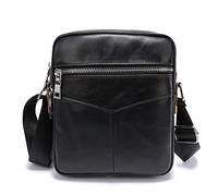 FANDARE Retro Shoulder Bag Men Messenger Bag Genuine Leather Crossbody Bag fit 6.5 inch Tablet Cover Pack for Work Professional Business Office College Travel Waterproof Satchel Crossbody Bag Black