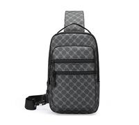 FANDARE Retro Sling Bag PU Leather Chest Pack Men's Top-Handle Bags Outdoor Crossbody Messenger Shoulder Bag Travel Chest Body Bag One-Strap Backpack Personal Flex Bag Hiking Daypack Black