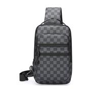 FANDARE Retro Sling Bag PU Leather Chest Pack Men's Top-Handle Bags Outdoor Crossbody Messenger Shoulder Bag Travel Chest Body Bag One-Strap Backpack Personal Flex Bag Hiking Daypack Black Square