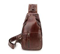 FANDARE Retro Sling Bags Mens Leather Shoulder Packs Unbalance Backpacks Women Chest Pack Waterproof Crossbody Bags Multipurpose Daypacks for Business Commuter Outdoor Travel Hiking Daypacks Brown