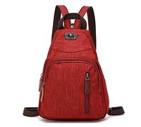 FANDARE Retro Sling Chest Backpack Multipurpose Crossbody Shoulder Bag Travel Backpack for Men Women Outdoor Cycling Indoor Gym Hiking Daypacks Durable PolyesterRed