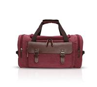 FANDARE Retro Travel Tote Bags Unisex Boston Sport Gym Bag Outdoor Camping Hiking Handbag Weekend Large Capacity Shoulder Bag Breathable Canvas Red