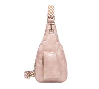 FANDARE Retro Women's Sling Bag, Fashion Crossbody Chest Bag with Adjustable Strap, Multi - Pocket PU Leather Shoulder Bag for Women Daily Use, Travel, Shopping Pink