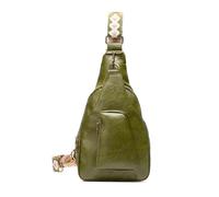 FANDARE Retro Women's Sling Bag, Fashion Crossbody Chest Bag with Adjustable Strap, Multi - Pocket PU Leather Shoulder Bag for Women Daily Use, Travel, Shopping Ink Green