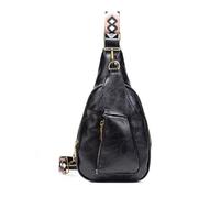FANDARE Retro Women's Sling Bag, Fashion Crossbody Chest Bag with Adjustable Strap, Multi - Pocket PU Leather Shoulder Bag for Women Daily Use, Travel, Shopping Black
