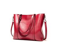 FANDARE Retro Women's Tote Bag Top-Handle Handbag Shoulder Hobo Bags Ladies Laptop Briefcase PU Leather Purse Large Crossbody Shopper Messenger Bag for Work, Office, Travel, Shopping Red