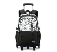 FANDARE Rolling Backpack for School Backpack with 6 Wheels for Boys Wheeled Bookbags Trolley School Bags for Teens Waterproof Backpack Rolling Rucksack Trolley School Bag for Boys Grils Black B