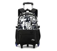 FANDARE Rolling Backpack for School Backpack with 6 Wheels for Boys Wheeled Bookbags Trolley School Bags for Teens Waterproof Backpack Rolling Rucksack Trolley School Bag for Boys Grils Black A