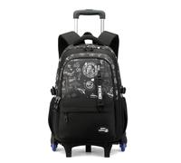 FANDARE Rolling Backpack for School Backpack with 6 Wheels for Boys Wheeled Bookbags Trolley School Bags for Teens Waterproof Backpack Rolling Rucksack Trolley School Bag for Boys Grils Black D