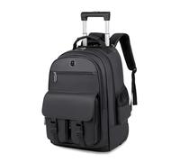 FANDARE Rolling Laptop Backpack Convertible Luggage Backpack with Wheels Travel Daypacks Multi-Functional Carry-On for Business Trip Men Lifestyle Outdoor Urban Waterproof PU Film Backpacks Black