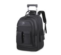 FANDARE Rolling Laptop Backpack with Wheels Travel Daypacks Men Lifestyle Leisure Urban Backpacks Men Versatile Street Knapsack College School Bag for Travel Outdoor Everyday Bags Polyester Black
